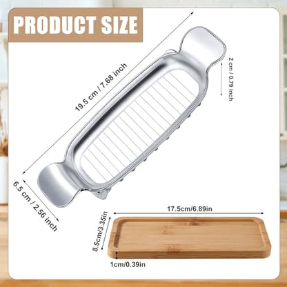 lasuroa Stainless Steel Cheese Cutter and Butter Slicer - Multifunctional Kitchen Food Tool for Block Cheeses and Butter - style: Butter Slicer+Trays