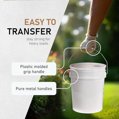 5 Gallon White Bucket with Pour Spout Lid - 90 Mil Food Grade Plastic Pail, BPA Free, Airtight Seal, Rubber Seal for Storage (1)