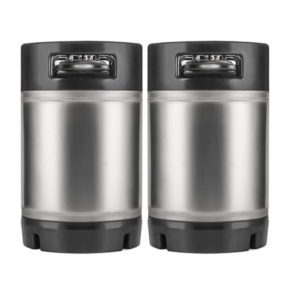 TMCRAFT New 2.5 Gallon Ball Lock Keg, Stainless Steel Beer Keg with Dual Rubber Handle for Home Brew- 2 Pack