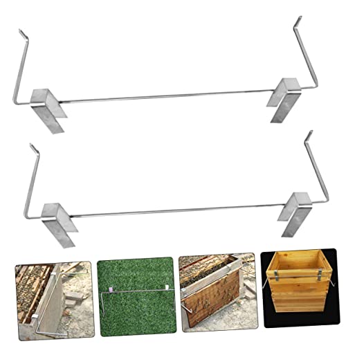 Happyyami 2pcs Bee Box Shelf Metal Storage Rack Metal Brackets Metal Coat Hanger Beekeeping Frame Support Bracket Bee Frame Holder Beehive Frame Holder Grip Beehive Hanger Bee House Stand