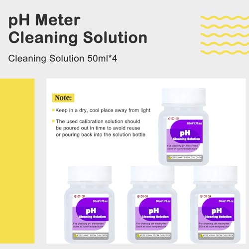 pH Meter Food Digital Electronic pH Tester for Fermentation 3 * 50ml pH Buffer Calibration Solution Kits Hot Sauce Food Tester Probe for Cheese Sourdough pH Temperature pH Test Strips for Acidity