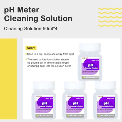 Digital pH Meter for Food and pH Cleaning Solution Pocket pH Pen for Fermentation with 4 * 50ml Cleaning Solution and pH Calibration Kits