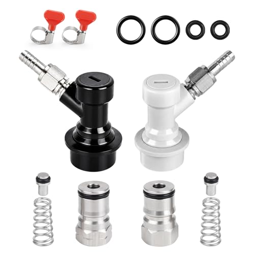 Ball Lock Keg Fittings Beer Corny Keg Connectors Set Corny Keg Replacement Parts with 5/16" Gas & 1/4" Liquid Barbs and 19/32-18 Female Thread Stainless Steels Gas Liquid Post