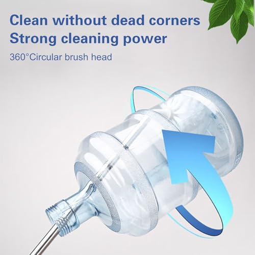 4 Pcs Water Bottle Brushes for Cleaning, 28.7'' and 25.5'' Stainless Steel Long Handle Brush for Cleaning 1 to 5 Gallon Buckets, Bendable Replaceable Head