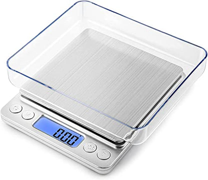 Kitchen Scale, LZPGITGD Digital Food Scale Weight Grams and OZ for Cooking Baking, Coffee, Loss Dieting, Jewelry and Meal Prep, 2 Trays, LCD, Auto Off, Tare Function, Stainless Steel(500g/0.01g) - size: 500g/0.01g