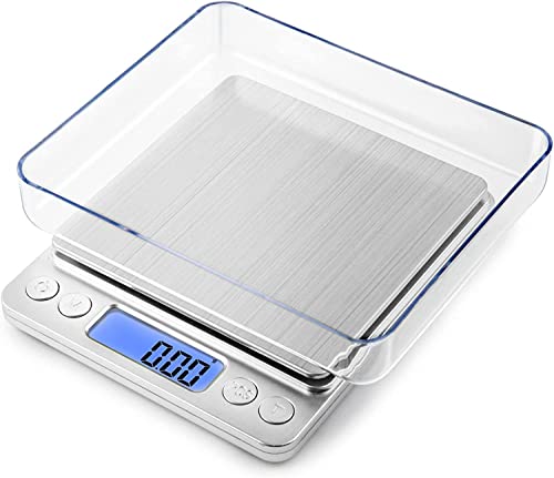 Kitchen Scale, LZPGITGD Digital Food Scale Weight Grams and OZ for Cooking Baking, Coffee, Loss Dieting, Jewelry and Meal Prep, 2 Trays, LCD, Auto Off, Tare Function, Stainless Steel(500g/0.01g) - size: 500g/0.01g