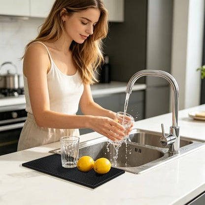 Xibany Bar Mat, 12x6IN Non-Slip PVC Mats for Home Coffee Bar Countertop | Versatile for Coffee Drinks Cocktails Makers, Keep Bar Counter Tops Neat Tidy, Drying Dishes Cups Glasses, Easy to Clean