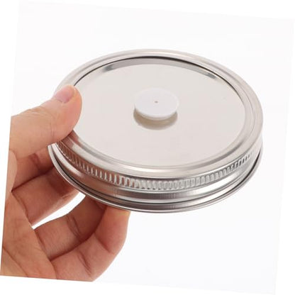 Garneck 2pcs Mason Jar Vacuum Sealer Lids Wide Mouth Stainless Steel Jar Lids Split Design for Canning Fermentation