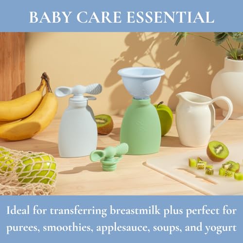 Nontoxic Silicone Funnel - Premium Food Grade - BPA & PFAS Free - Perfect for Baby Food Pouches & Breastmilk Transfer - Easy to Clean and Dishwasher Safe - Peach - color: Peach