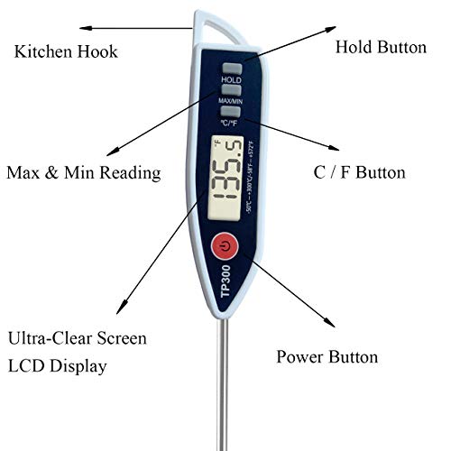 Digital Meat Food Thermometer for Candy Candle Milk BBQCooking Kitchen BBQ, Probe Instant Read Thermometer for Pork Deep Fry Roast Baking Temperature
