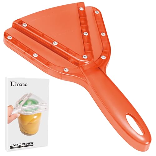 Uinxan Jar Opener for Weak Hands & Seniors with Arthritis - Handheld Manual | Effortlessly Opens Stubborn Screw Lids & Bottle Caps. 304 Stainless Steel. Durable. Patented Kitchen Gadget (Orange) - color: Orange
