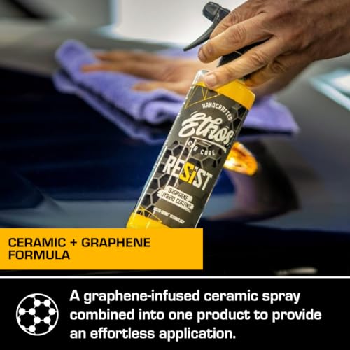 Ethos RESIST Graphene Spray Coating for Cars – Graphene Ceramic Coating Spray, Extreme Hydrophobic Protection, Gloss Enhancement, Ceramic Coating for Cars (16oz) - color: 16oz