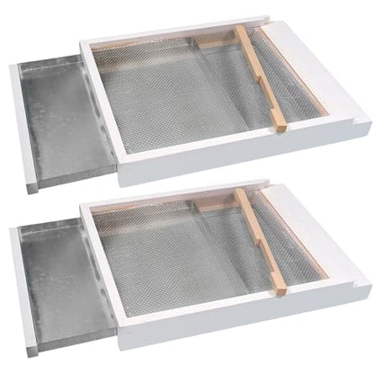 2 Pcs Bee Hive Metal Screened Bottom Board for 10-Frame Hives, Paint Finishing with Entrance Reducer Beehive Metal Screened Bottom Board for 10-Frame Langstroth Hives Beekeeping Supplies - size: 10-Frame