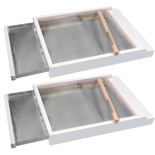 2 Pcs Bee Hive Metal Screened Bottom Board for 10-Frame Hives, Paint Finishing with Entrance Reducer Beehive Metal Screened Bottom Board for 10-Frame Langstroth Hives Beekeeping Supplies - size: 10-Frame