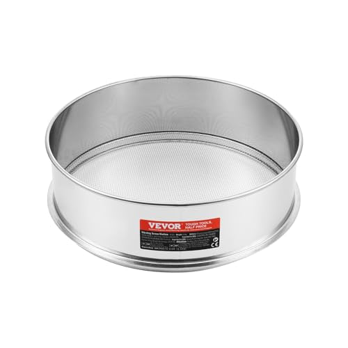 VEVOR Flour Sieve, 12 Mesh Sifter, 304 Stainless Steel Food-grade Fine Mesh Strainer, Dia. 12.6" for Baking, 5 Sizes Mesh Hole for Mungbean, Rice, Pearl Powder - style: 12 Mesh