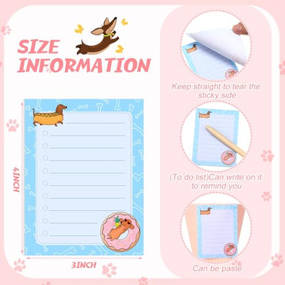 Chiisong 12 Pieces Dachshund Sticky Notes Dachshund Gifts 3x4 Inch Cute Cartoon Dog Self Stick Notepads Puppy Lover Gifts Dog to Do List Cute Memo Pads for Home Office Supplies - style: Dachshund Style