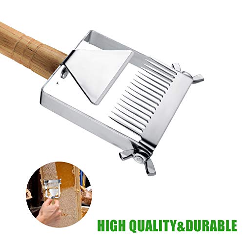 Adjustable Honey Uncapping Fork,Stainless Steel Honeycomb Honey Scraper,Wooden Handle Beekeeping Beekeeper Equipment Tool
