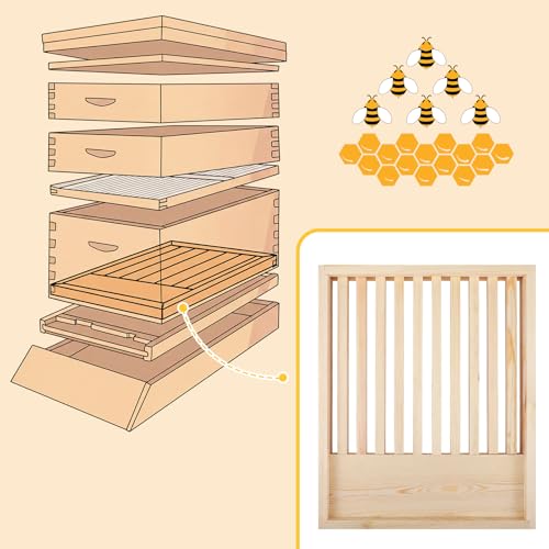 Leinuosen 2 Pack 10 Frame Slatted Rack for Beekeepers, Beehive Slatted Rack Assembled, Wood Hive Equipment, Durable Beekeeping Supplies for Beekeeping Tool (19.9 x 16.3 x 1.97 Inch)