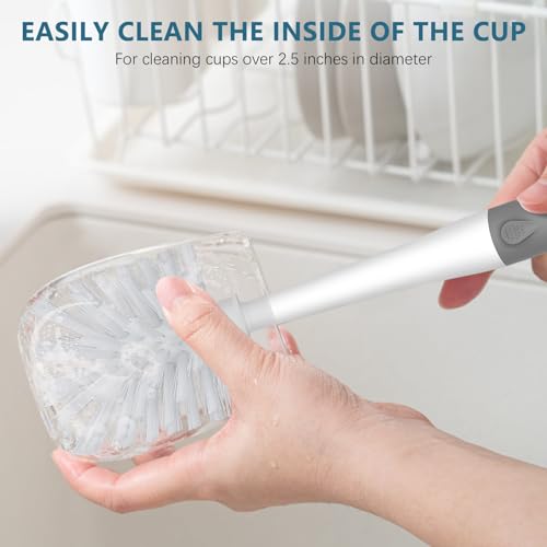 SetSail Dish Brush Set of 3 Piece, Dish Scrub Brush with Long Handle Deep Cleaning Brush with Scraper Tip for Kitchen Dishes Bottle Cup Pot Pan, Grey - color: Gray