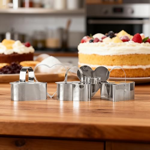 Heart Shaped Mousse Ring Set 4PCS with Pusher Stainless Steel Cake Mold for DIY Desserts Pastry Cheesecake Cookie Baking Tools(3.27 x 1.5Inch) - size: Heart