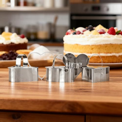 Heart Shaped Mousse Ring Set 4PCS with Pusher Stainless Steel Cake Mold for DIY Desserts Pastry Cheesecake Cookie Baking Tools(3.27 x 1.5Inch) - size: Heart