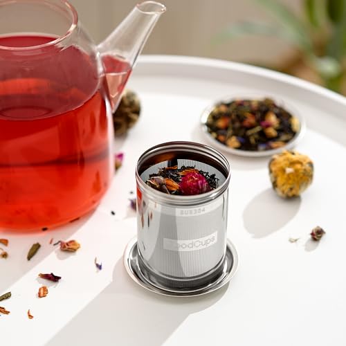 Stainless Steel Tea Infuser for Loose Leaf Tea, Medium (2.05” Diameter x 2.95” Height) – Extra Fine Mesh Strainer with Chain Hook & Lid, Reusable Tea Steeper for Mugs, Cups & Teapots - size: Medium