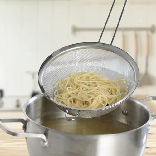 HIC Kitchen Fine Mesh Strainer With Helper Handle, 18/8 Stainless Steel, 6-Inch, For Sifting, Draining, And Straining Pasta, Vegetables, Stocks, And Sauces, Set of 2 - size: Mesh, 6-Inch, Set/2
