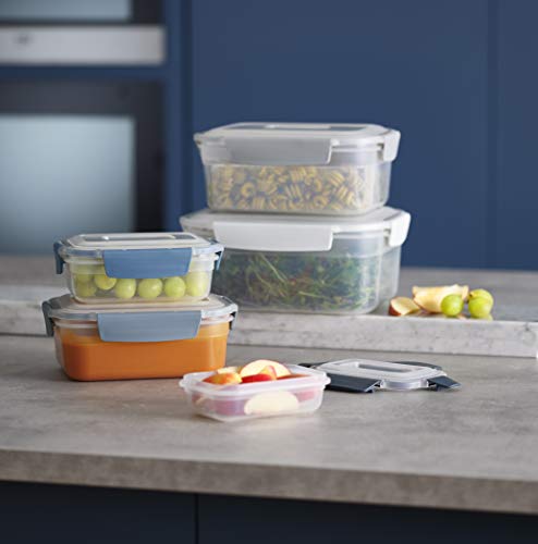 Joseph Joseph Nest Lock Plastic BPA Free Food Storage Container Set with Lockable Airtight Leakproof Lids, 10-Piece, Sky - color: Blue, size: Rectangular, style: 10pc
