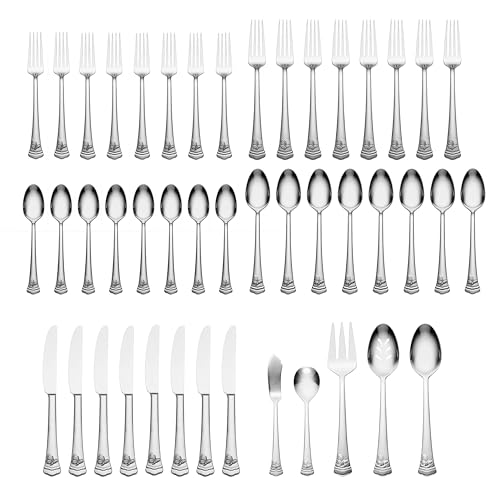 Lenox Silverware Set, Butterfly Meadow II Mirror 65-Piece Flatware Set, Service For 12, 18/10 Stainless Steel, Dishwasher Safe, Cutlery Sets, Utensils Sets, Knives Spoons & Forks (Silver, 65 Pieces) - style: 65-Piece Flatware Set