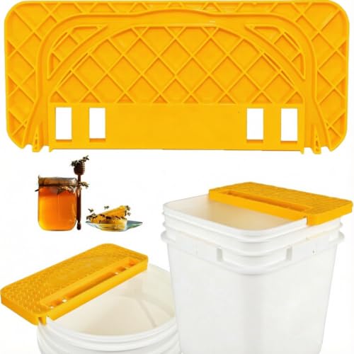HIMO Honey Uncapping Tank Holder, Beekeeping Honeycomb Scraper Tool, Yellow Honeycomb Frame Support, Compatible with Square and Round Containers, Durable Plastic Honeycomb Frame - color: Yellow-1pc