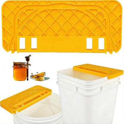 HIMO Honey Uncapping Tank Holder, Beekeeping Honeycomb Scraper Tool, Yellow Honeycomb Frame Support, Compatible with Square and Round Containers, Durable Plastic Honeycomb Frame - color: Yellow-1pc