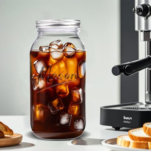 64 oz Mason Jar Wide Mouth,3 Pack Large Half Gallon Mason Jars with Airtight Lid,Big Glass Jars for Canning,Pickling,Fermenting,Storing - color: 64oz
