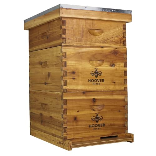 Hoover Hives: The Original Beeswax Coated Beehive Kit. Includes 2 Deep & 1 Medium Boxes with 10 Wooden Frames & Heavy Wax Coated Foundations. Easy Assembly with Predrilled Holes& Screws (Unassembled)