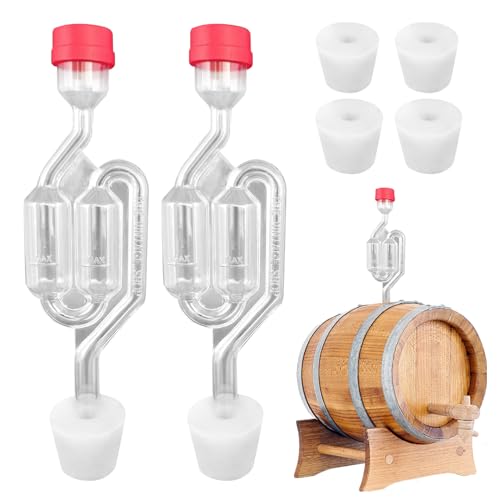 2pcs Fermentation Airlock, Brewing Airlock Plastic, Fermentation Valve Bubbler Airlocks, Exhaust Valve Beer Making Vent Air Lock With Cap Reusable Wine Fermentation