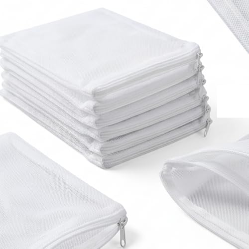 10PCS Aquarium Filter Media Bags with Drawstring Zipper, Reusable Fine Mesh Bags for Activated Carbon, Bio Balls, Ceramic Rings, Substrate, Fish Tank Filter Accessories