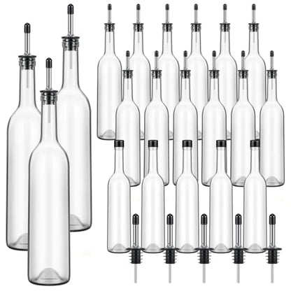 Maxdot 20 Pcs Long Neck Glass Bottles with Pourer Bordeaux Wine Bottle Clear Empty Wine Syrup Juice for Home Bar Liquor Juice Making Wedding Anniversary Party
