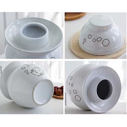 Chinese Pickle Jar Ceramic Jar with Lid, Fermentation Kit Crock with Water Seal Airlock Lid, Fermentation Jar for Pickles, Kimchi, Sauerkraut, Kombucha Jar Paocai Ja White-1.5Kg - color: White, size: 1.5Kg