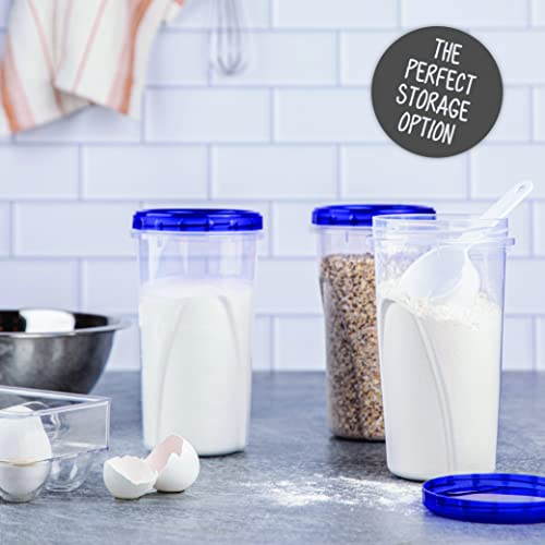 PLASTICPRO 48 Ounce Twist Top Deli Containers Clear bottom With Blue Top Twist on Lids Reusable, Stackable, Food Storage Freezer Container Pack of 4 (Blue) - color: Blue