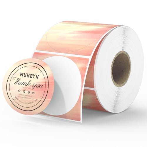 MUNBYN 2 Inch Round Orange Thermal Labels, Self-Adhesive Stickers for Baking, Candle, and Food, Compatible with Thermal Printers, 500 Labels/1 Roll - color: Orange, size: 2"