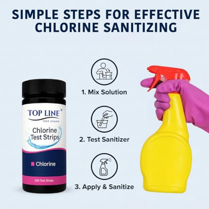 200 Chlorine Test Strips for Food Service 0-500 ppm (Value Pack) - Bleach Sanitizer Test Strips Food Service - Sanitizer Testing Strip - Chlorine Tester - Restaurant Supplies - size: 200 Strips
