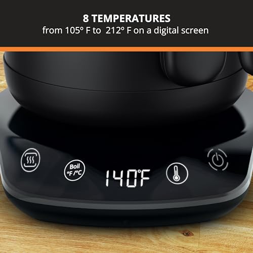 KRUPS Gooseneck Electric Kettle: 1L Stainless Steel, 1350W Fast Boiling, Boils 1 Cup in 80 Seconds, Temperature Control with 8 Presets, 60-Min Keep Warm, Precision Pour for Coffee and Tea - style: Gooseneck Kettle