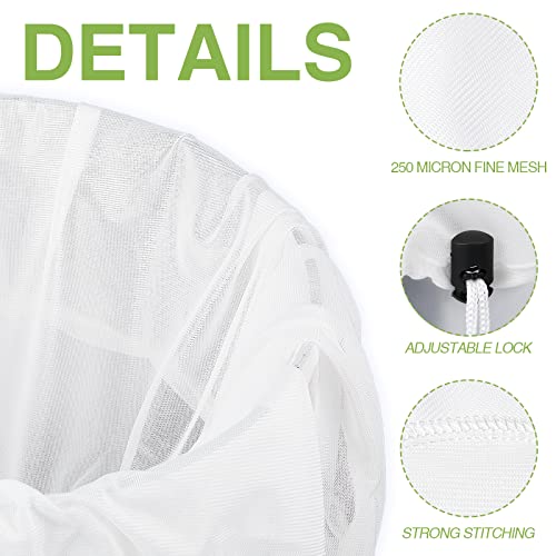 4 Pack Reusable 250 Micrometer Straining Brew Bag Fine Mesh Strainer Bag White Wine Making Supplies Drawstring Cheese Cloth Package for Beer Wine, 22 x 26, 16 x 18 Inch