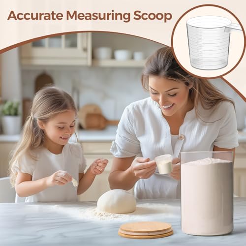 ComSaf 1 Gallon Cookie Jar, Large Glass Jar with lid, Glass Canisters with Lids Set of 2, 3.9 Qt Flour Container with Spoon and Clip, Glass Food Storage Pantry Containers for Sugar Oat Beans Pasta - color: 3.9Qt/1Gallon-Round-2Pack