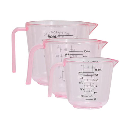 Plastic Measuring Cup Clear Graduated Measuring Cups Plastic Mug with Spout and Handles Ounce and Ml Cup Marking for Recipe Ingredient, Flour, Water, Liquid (2 ½ cup 600ml pink)