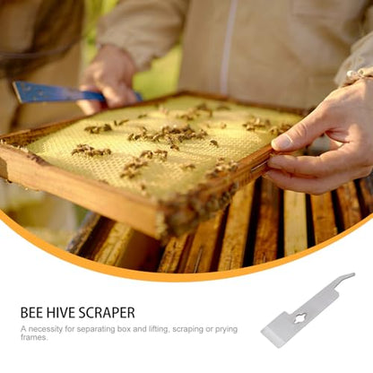 Stainless Metal Beehive Scraper and Beekeeping Lifter Tool for Hive Maintenance, Curved Durable Hive Frame Scraping Equipment for Beekeepers
