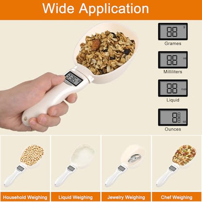 Digital Measuring Spoon, Weighing Food Measuring Scoop Scale, LCD Electronic Food Scale for Kitchen Gadget, Baking Cooking Coffee, Pet Dog Cat Food, High Precision Grams Measuring Cup, Mom Dad Gifts