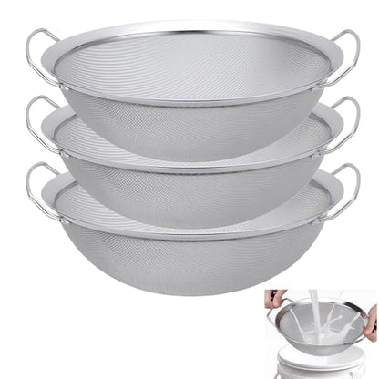 Fine Mesh Paint Strainer, 60-Mesh Stainless Steel Filter with Honeycomb Design, Compatible with 5-Gallon Buckets – Efficient Emulsion and Paint Filtration Tool （3-PK）
