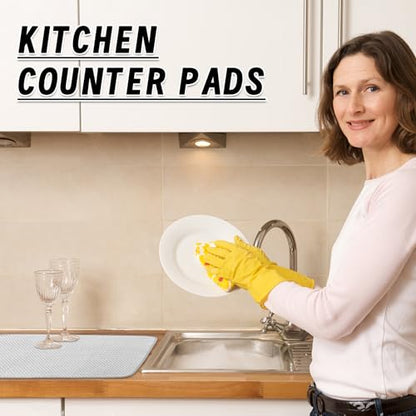 3 Pcs XXL Dish Drying Mat,Absorbent Microfiber Dishes Drainer Mats,Large Size 24×17" Pads for Kitchen Counter,Coffee,Rack,Under Sink,Light Gray - size: 3PCS 24*17 inch