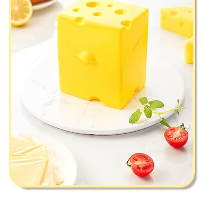 Cow Cheese Slice Holder Storage Container For Refrigerator Sliced Shredded Keeper Containers For Fridge (yellow)