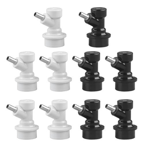 PERA Ball Lock Quick Disconnect Set (5pairs) Brand Ball Lock Gas and liquid Disconnect 1/4 Barb Cornelius Keg Ball Lock Corny Keg Parts Ball Lock Keg Fittings for Homebrew keg kegging